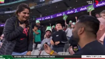 Indian youth goes on his knees, proposes to girlfriend during T20 match in Australia