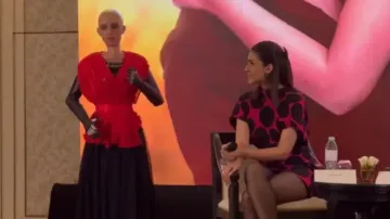 Kriti Sanon interacts with humanoid robot Sophia