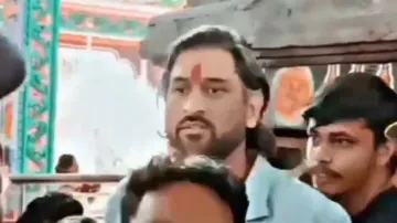 MS Dhoni offers prayers at Deori Maa Temple in Ranchi