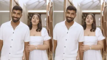 Jasprit Bumrah with wife Sanjana Ganesan