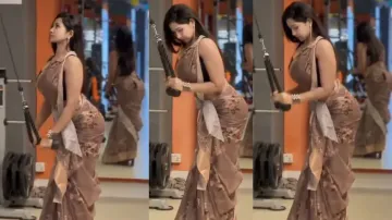 Saree-clad girl's workout at gym drives netizens crazy; watch