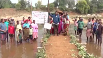 Temporary wooden bridge in Sambalpur