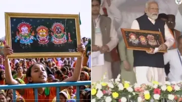 PM Modi wins hearts again; receives little girl's painting on Lord Jagannath in Bengal rally