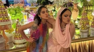 Radhika Merchant with Rihanna at her pre-wedding bash