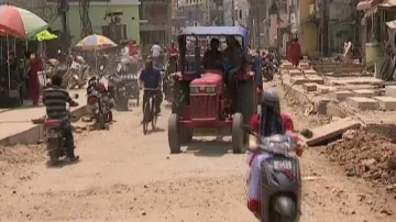 Under-constructed road in Berhampur