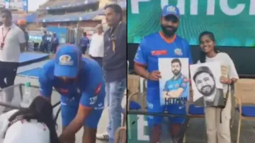 Rohit Sharma fan touches his feet; his kind gesture wins hearts online