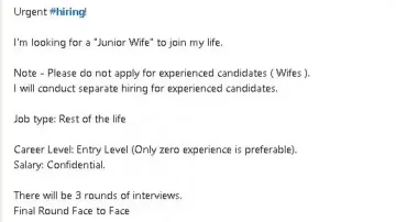 Software engineer turns Linkedln into Matrimony site, posts hiring for wife