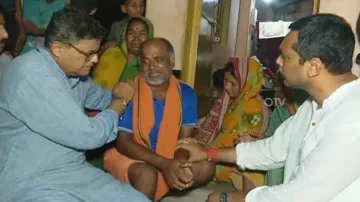 BJP VP Baijayant Panda meets grief-stricken families of lightning strike victims in Kendrapara