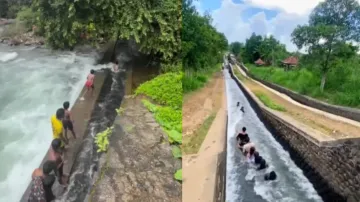 Joyous bathing in India