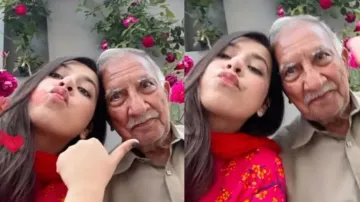 Girl guides her grandfather