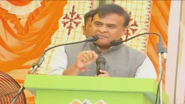 Assam Chief Minister Himanta Biswa Sarma addresses a meeting in Malkangiri 