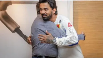 Sanjiv Goenka hugs KL Rahul