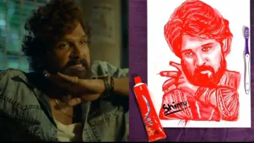 Astounding skill! Fan crafts Pushpa aka Allu Arjun's sketch using toothpaste, netizens pour love