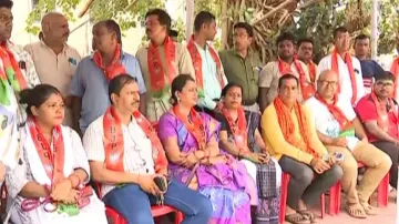 Exit polls row: BJP stages dharna in front of CEO's office, seeks arrest of VK Pandian, Pranab Praka