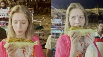 Russian woman tries ‘bhutta’ for the first time in India; her reaction is gold!
