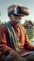AI Imagines Elderly Indians Using High-Tech VR Devices