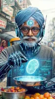 AI Imagines India's Street Vendors Equipped With Cutting-Edge Technology