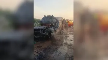 4 critically injured as ambulance catches fire after hitting truck in Odisha's Jaleswar