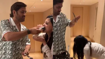 MS Dhoni's birthday cake-cutting with wife Sakshi video goes viral – Watch 