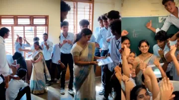 Students surprise teacher by staging fight scene in their final days at school - Watch