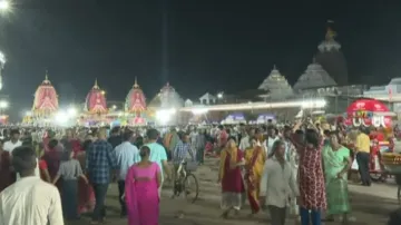 Three chariots reach Singhadwar in Puri