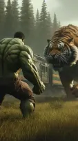 AI Imagines Intense Battles Between Hulk And Tiger In Vivid Artwork