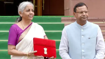 Union Finance Minister Nirmala Sitharaman and Minister of State in Finance Pankaj Chaudhary at the P