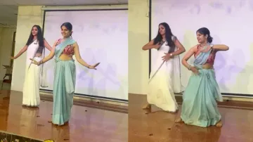 Three girls dazzle in sarees with ‘Sharara’ dance at Delhi University; video goes viral