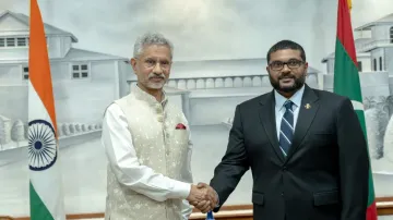 S. Jaishankar with Maldivian Defence Minister Mohamed Ghassan Maumoon 
