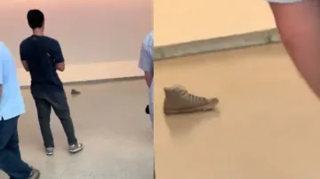 Tragedy of modern art: Youth puts his shoes in museum; people think it as ‘piece of art’