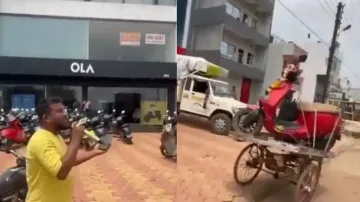 Man’s hilarious song in front of electric scooter showroom after his EV breaks down
