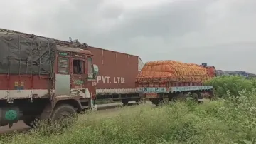 Potato laden trucks
