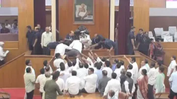 BJD MLAs try to climb on to Speaker's podium 