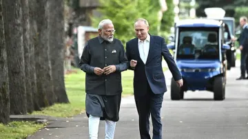 Prime Minister Narendra Modi with Russian President Vladimir Putin