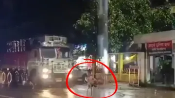 Drunk man puts chair and sits in middle of road in UP's Pratapgarh; watch what happened next
