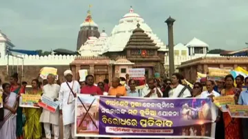 Protest against liquor sell in Puri sea beach