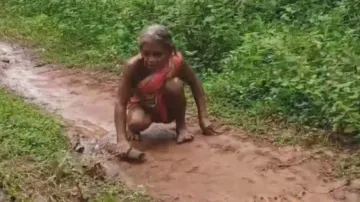 Shocking! Elderly divyang woman crawls for 2km to avail old-age pension In Odisha's Keonjhar