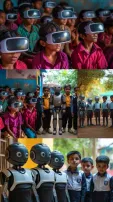 Robots And Kids Learning Together In Indian Schools: Check AI Images!
