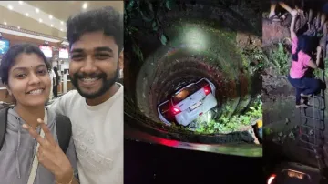 Young Kerala couple has miraculous escape after car falls into well