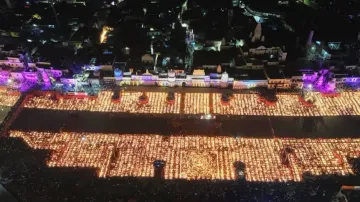 Ayodhya sets Guinness World Records with 25 lakh diyas lit, 1,121 people performing aarti together