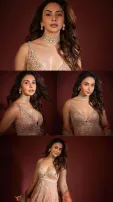 Rakul Preet Singh Dazzles In Peach Sharara Dress; Check Stunning Pics