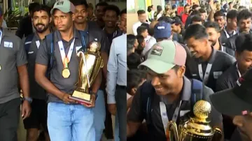 A Victorious Odisha Hockey Team at Bhubaneswar Airport