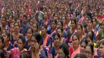 Mission Shakti women stage protest in Bhubaneswar