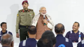 PM Modi interacting with Indian workers in Kuwait 
