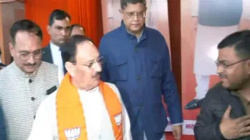 JP Nadda reviews electoral strategy amid voting in Delhi; Baijayant Panda, Virendra Sachdeva present