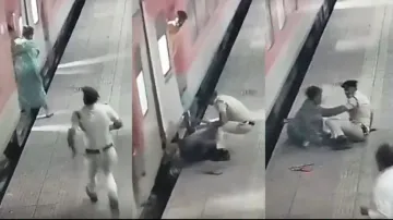 RPF Jawan saves woman from getting crushed under running train
