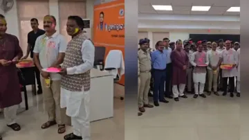 Odisha CM Mohan Majhi extends Holi greetings, celebrates with senior police officials