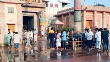 Overflowing drain in front of Puri Srimandir causes inconvenience to devotees