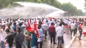 Bhubaneswar turns battle ground as Congress workers clash with police; water cannons used to dispers