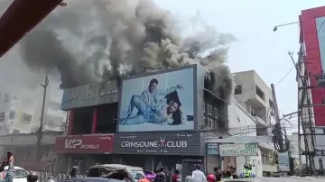 Massive fire breaks out at suitcase showroom Dolamundai in Cuttack